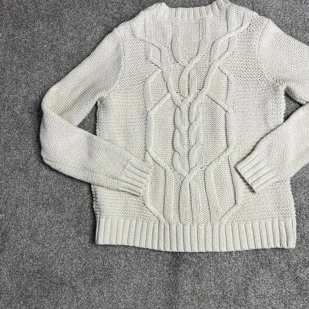 Abercrombie‎ & Fitch Sweater Womens Medium Cream Cable Knit Crewneck Pullover